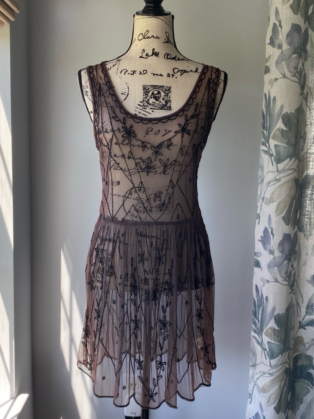 Free People sheer mesh beaded dress - sz xs
